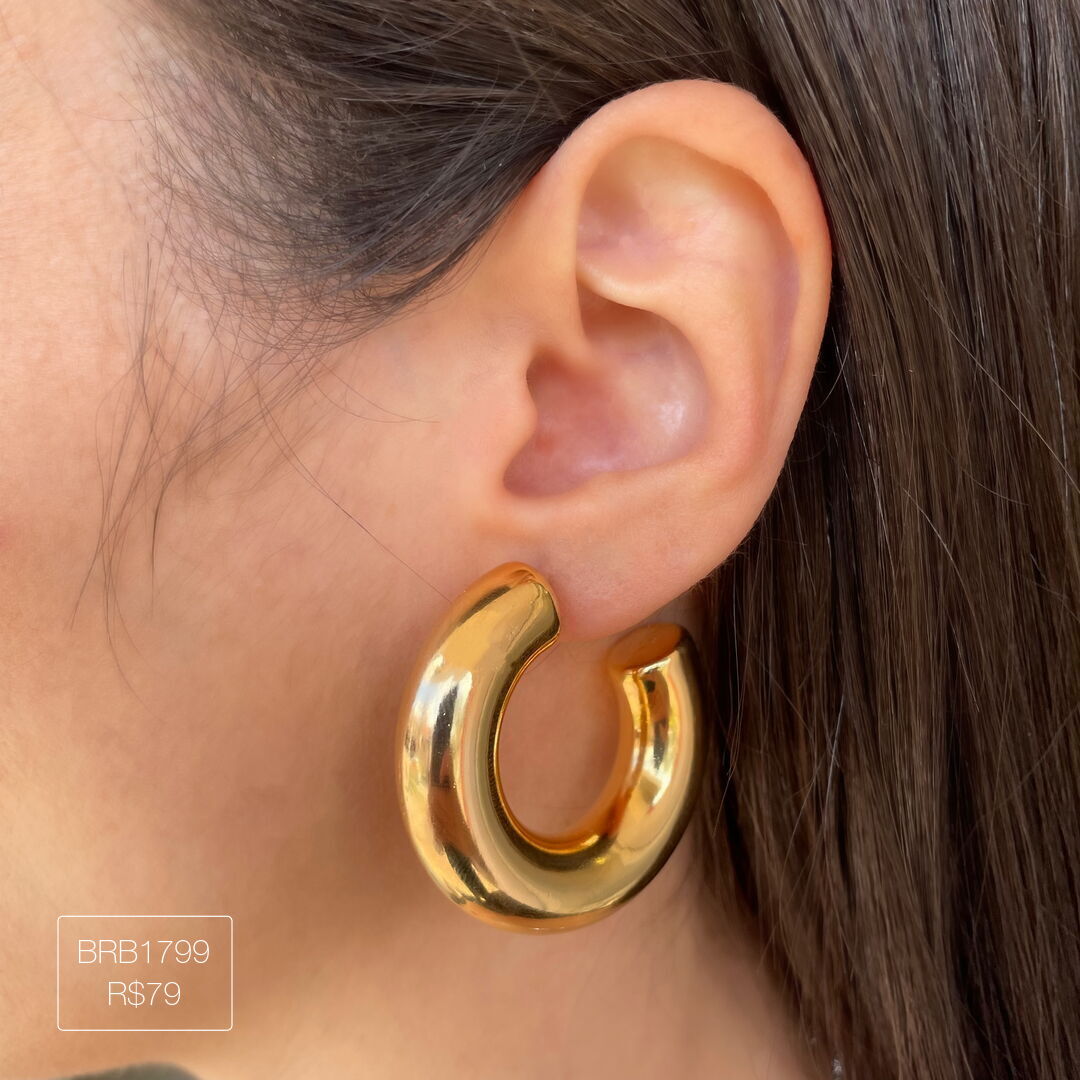 Brinco Argola Puff G Lisa Dourada